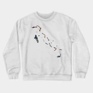 Spirograph Patterned Bahamas Island Map Crewneck Sweatshirt